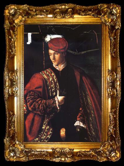 framed  BARTOLOMEO VENETO Portrait of Ludovico Martinengo, ta009-2